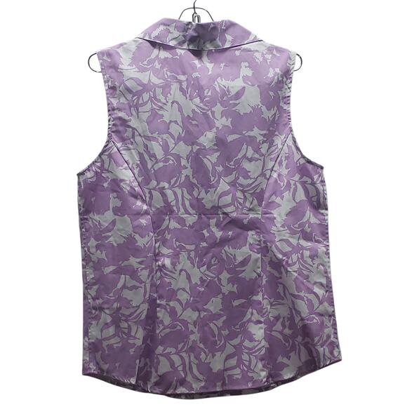 C.J. Banks Floral Button-Up Blouse M – Sleeveless Y2K Cottagecore Vibes - Picture 5 of 9